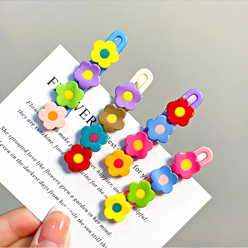 4pcs/set Cute Colorful Flowers Hair Clips For Women Girls Sweet Floral Barrettes Side Hairpins Fashion Hair Accessories