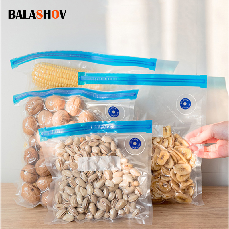 Bolsa de vacío de 5 uds/10 piezas, aire comprimido, reutilizable, almacenamiento de alimentos, sellado al vacío, resistente a la humedad, embalaje de bolsa sellada al vacío