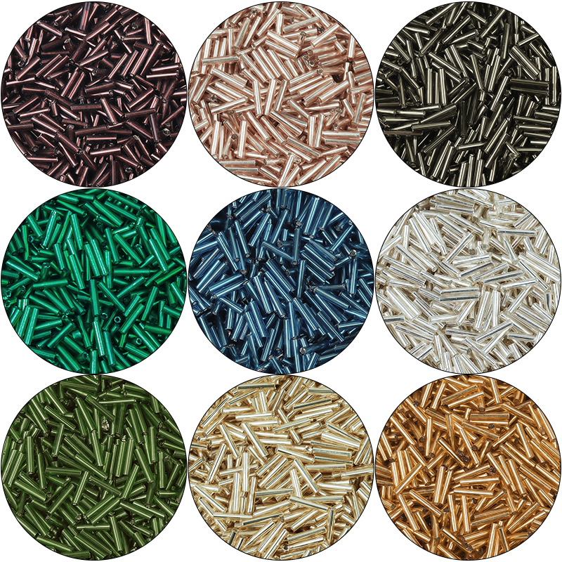 Perles de verre en spirale tubulaire tchèque 2x9mm, lignes colorées argentées, perles de rocaille d'espacement amples pour la fabrication de bijoux, couture faite à la main