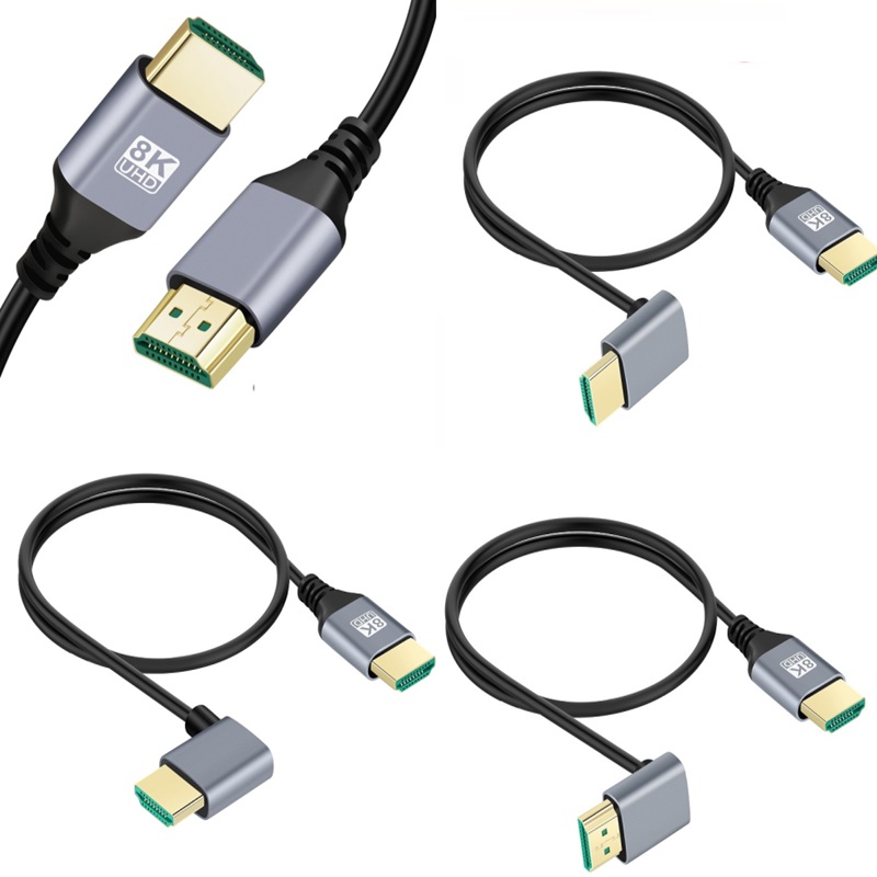 0.5m 1m 8K HDMI 2.1V câble mâle à mâle cordon gauche droite vers le bas Angle 8K câble HDMI pour HD TV ordinateur portable projecteur PS4 PS5 câble