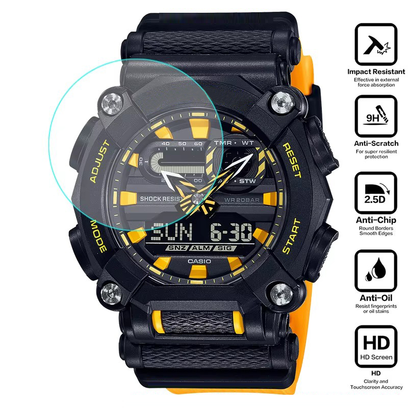 Cubierta de película protectora de pantalla de vidrio duro para Casio G-Shcok GA-900/2100 GBD-100/H1000 GST-B100/B200/B300 AE-1500WH PRG-240/600/650