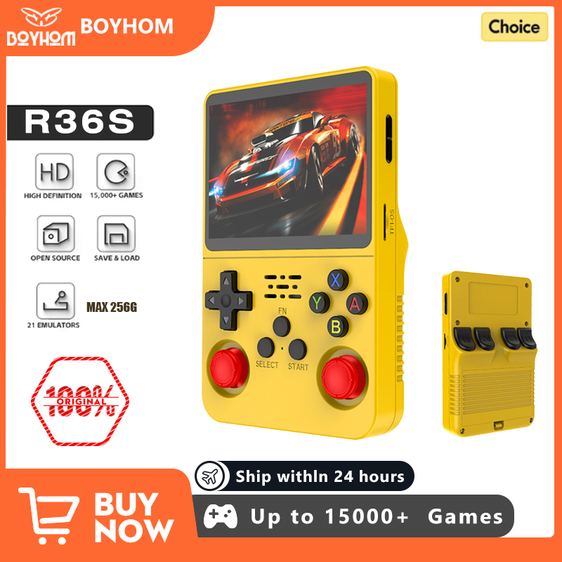 レトロR36sポータブルビデオゲームコンソール,3.5インチIPSスクリーン,128 GB, 64 GB,子供向けギフト