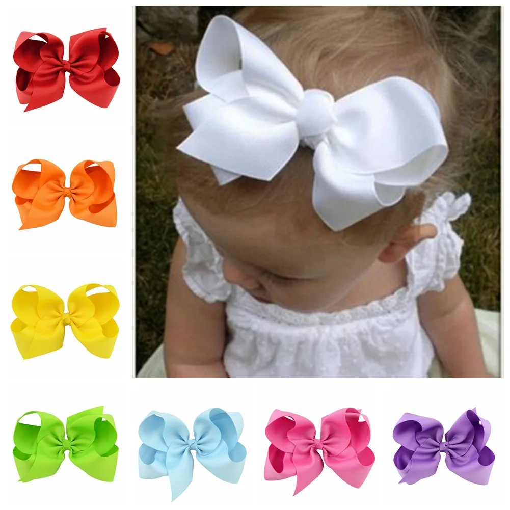 1PC Grosgrain Ribbon Solid Color Hair Bows Clip Girls Hair Clips Hairpins Barrettes Kids Baby Hair Accessories  Wholesale