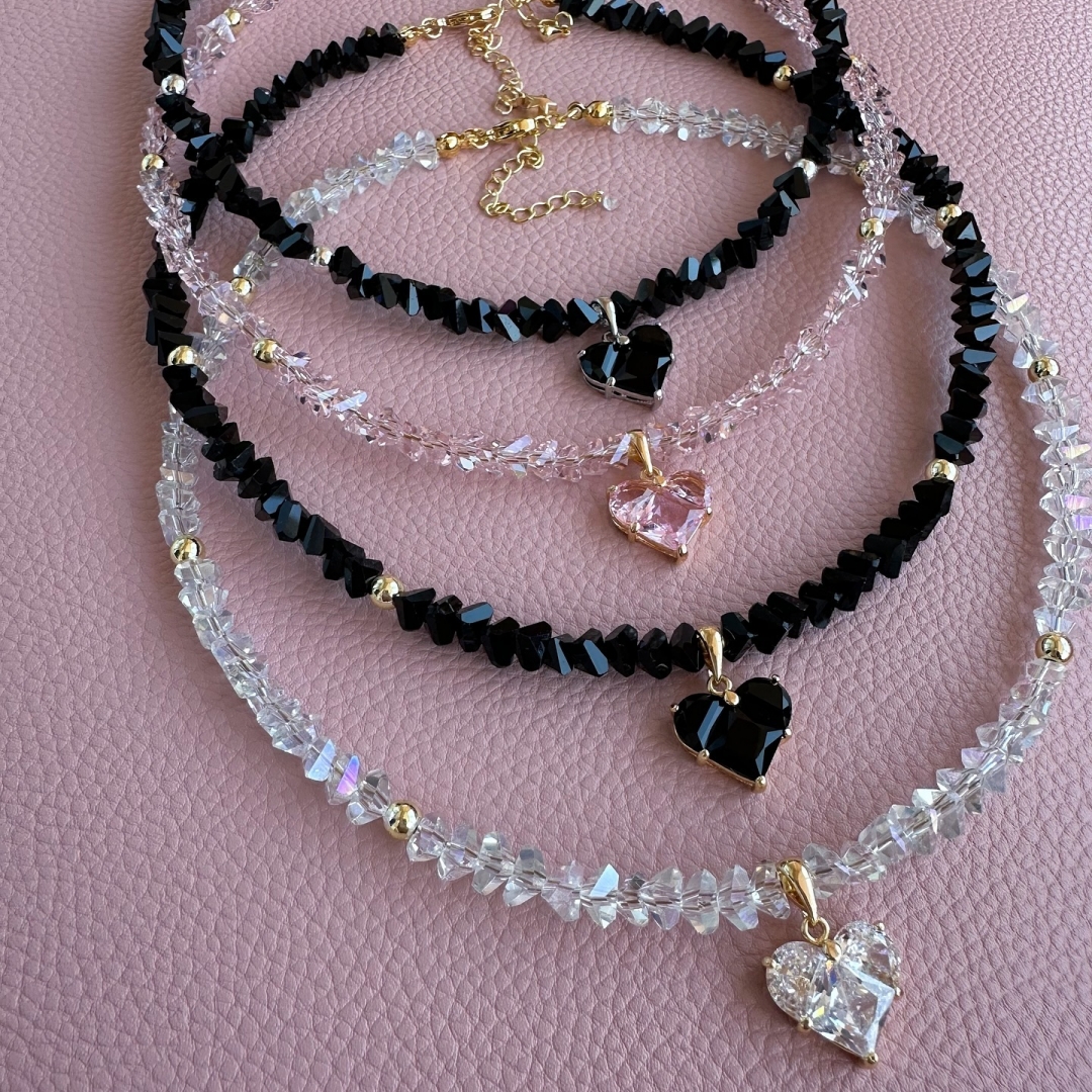 Collar con colgante de corazón de circón para mujer, joyería Vintage Sexy, estilo bohemio, geométrico, barroco, cadena de cristal transparente