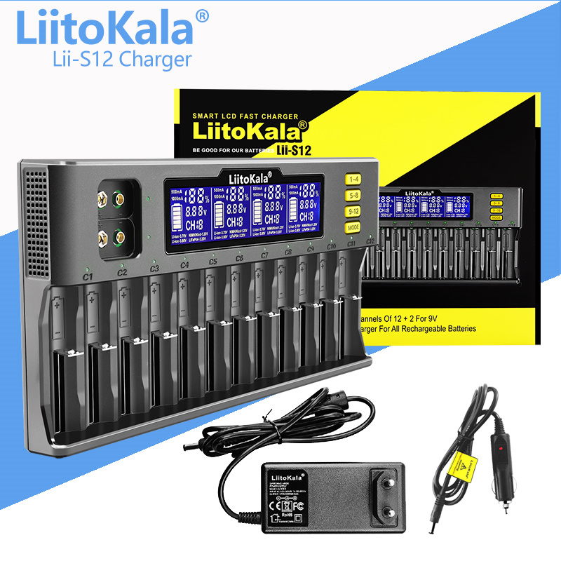 LiitoKala Lii-S12 Lii-S8 Lii-M4 Lii-202 Lii-402 Lii-PD4 Lii-PD2 3,7V 18650 21700 18350 26650 14500 16340 Akku Smart-Ladegerät
