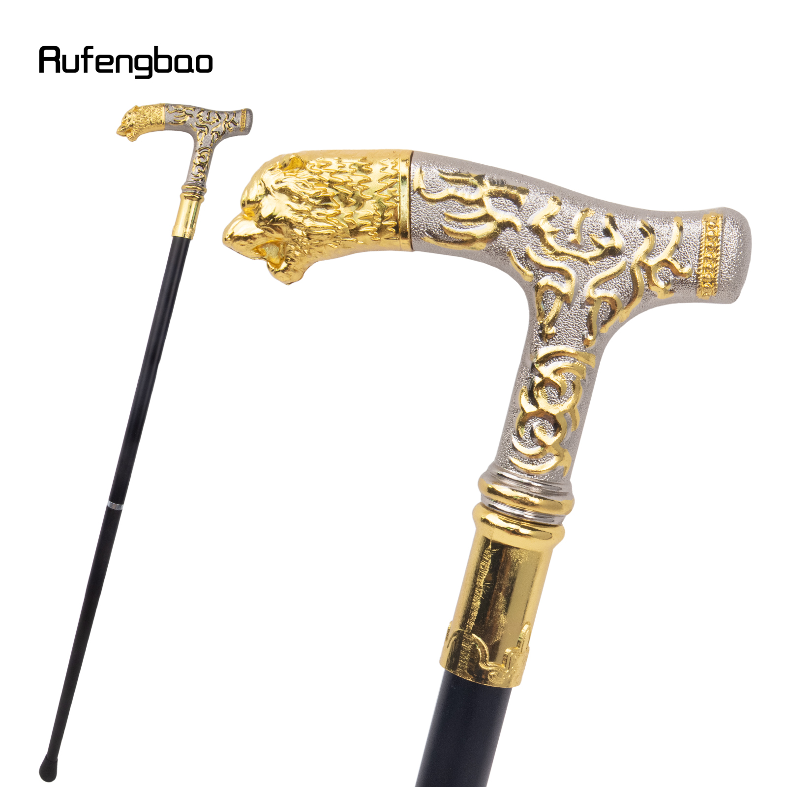 Gouden Witte Tijger Luxe Patroon Wandelstok Party Mode Elegante Wandelstok Decoratieve Cospaly Riet Knop Crosier 89cm