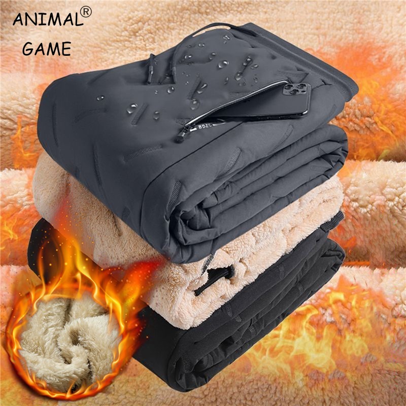 Felpa invernale da uomo Pantaloni sportivi in pile spesso peluche Pantaloni termici in lana d'agnello Pantaloni casual Pantaloni in cotone caldo antivento impermeabili