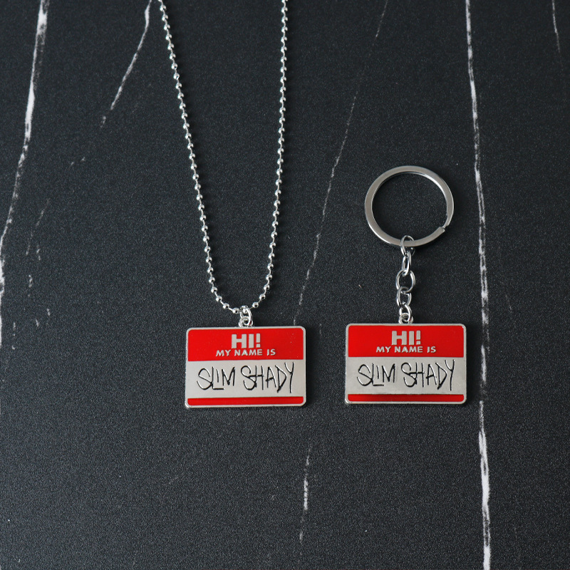 Hip Hop Rock Slim Shady Square Pingentes Colares para Homens Rapper Jewerly Fãs Presente