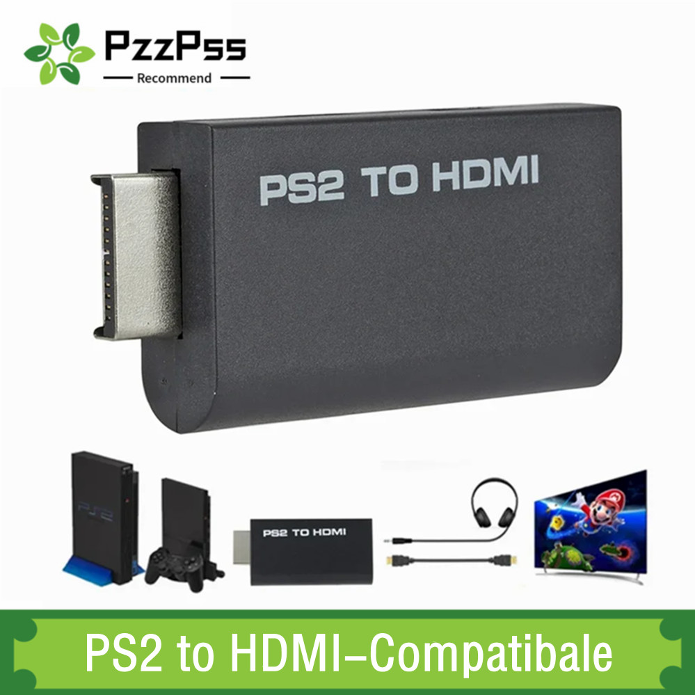 PzzPss PS2 zu HDMI-kompatibler Audio-Video-Konverter 480i/480p/576i mit 3,5-mm-Audioausgang unterstützt alle PS2-zu-HD-Anzeigemodi