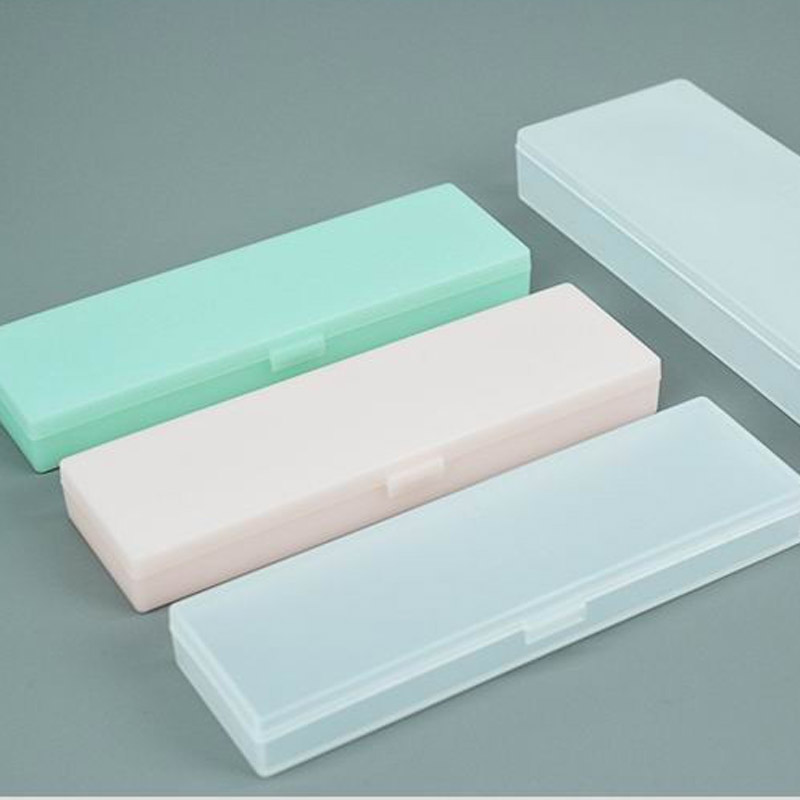 Caixa plástica transparente do lápis para estudantes, baixo carbono, proteção ambiental, caso simples sem imprimir