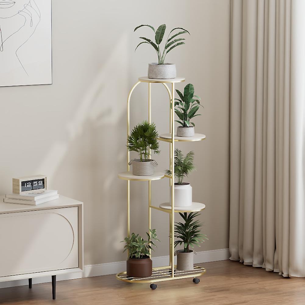 Suporte de vaso de flores para prateleiras de plantas, organizador de rack de plantador múltiplo de canto de ferro forjado com rodas para jardim de varanda de canto de sala