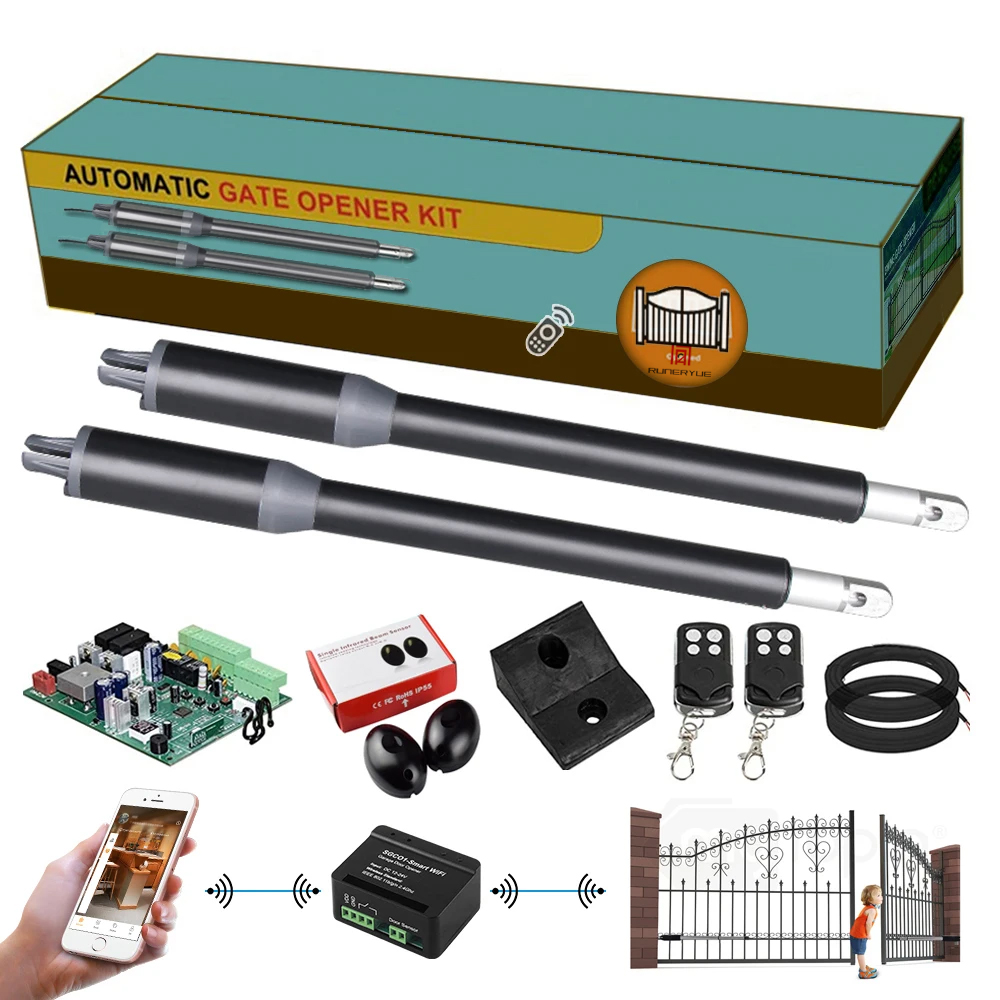 Aluminum Shell Automatic Gate Opener for Gates up to 12 Feet Long and 550 LBS for Dual Swing Gate Automatic Gate Opener Kit