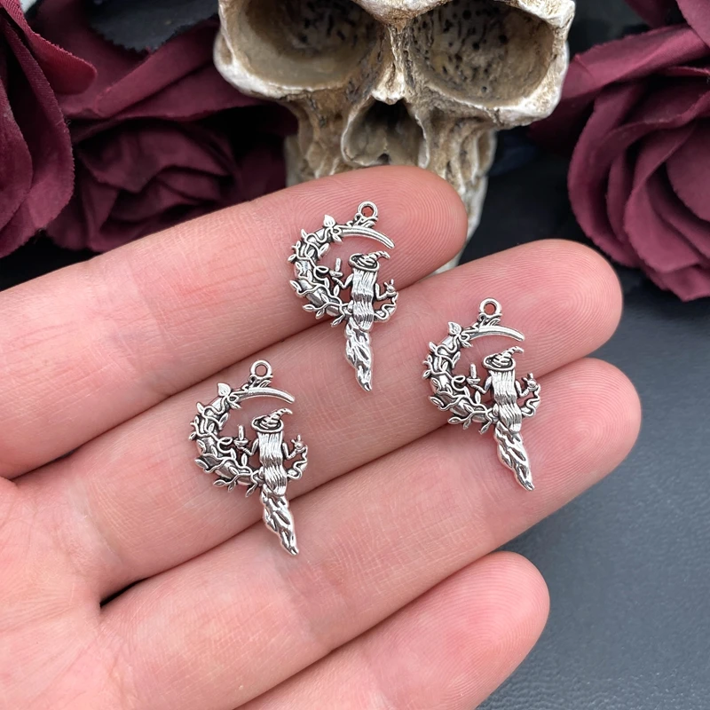 20 pz 25*14mm magia mistica mezzaluna strega donna pendenti con ciondoli pendenti con ciondoli firmati adatti creazione di gioielli risultati di gioielli fai da te
