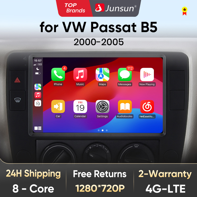 Junsun V1 AI Voice Wireless CarPlay Android Radio samochodowe dla Passat B5 2000 2001 2002 2003-2005 4G samochodowe Multimedia GPS 2din