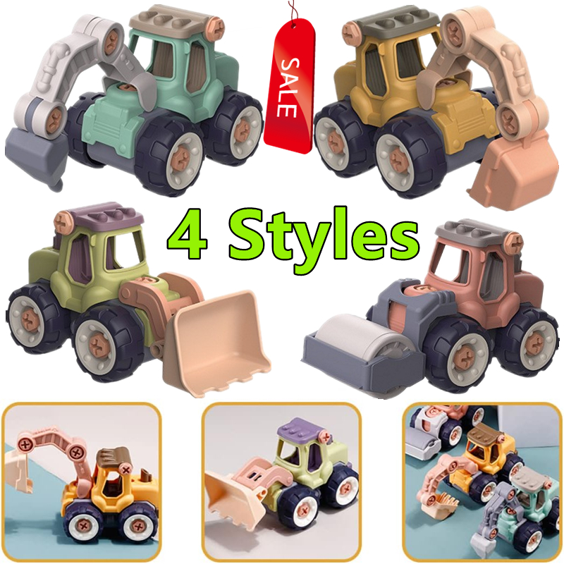 4 estilos de desmontaje para niños, vehículo de ingeniería, camión, vehículo de ingeniería, excavadora, destornillador gratis, camión de juguete DIY para niños pequeños