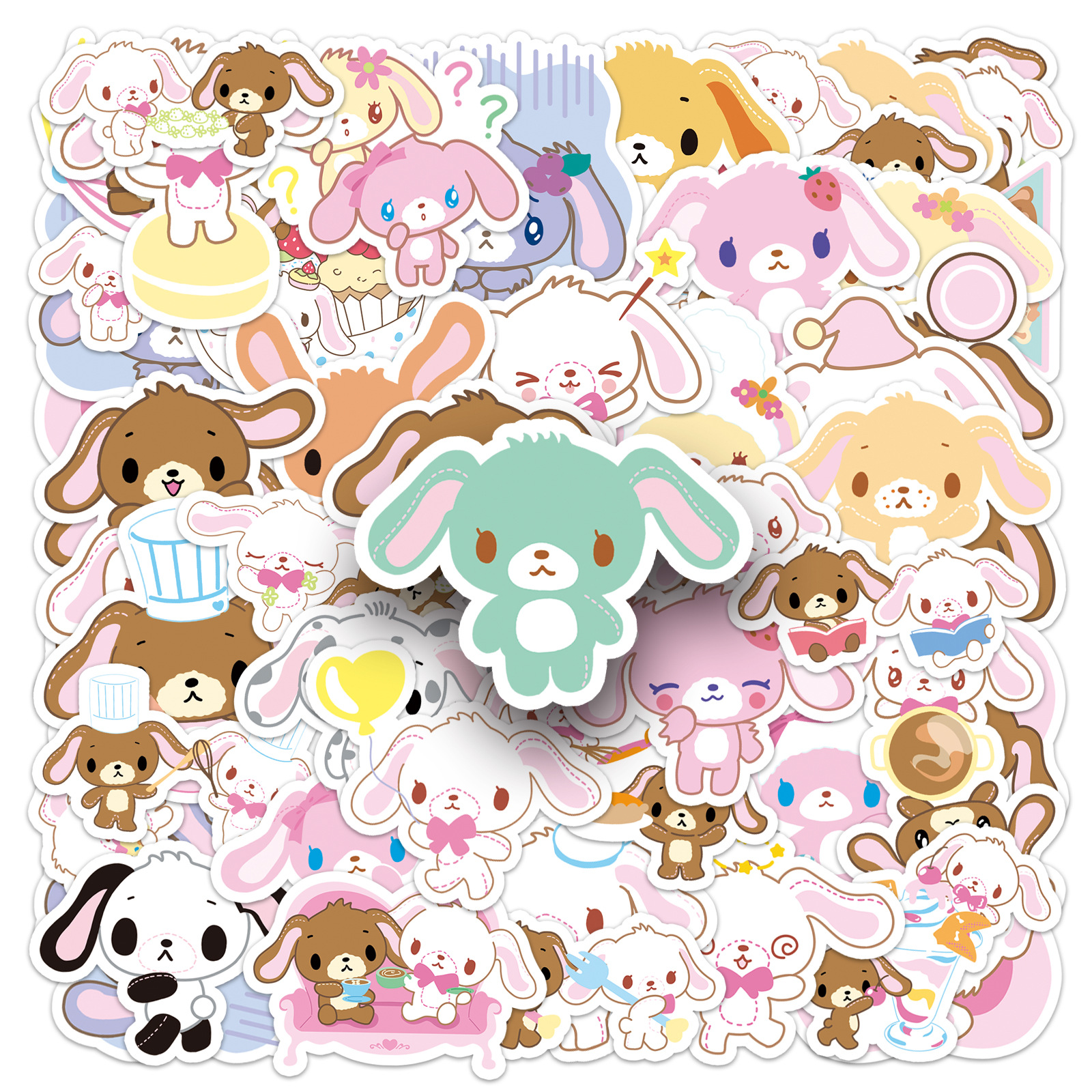 10/30/50 pçs açúcarbunnies dos desenhos animados adesivos shirowo kurousa graffiti kawaii sanrio decalques portátil guitarra carro bicicleta decoração brinquedo