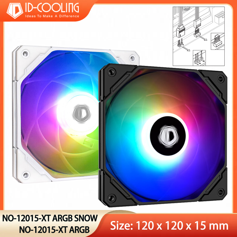 ID-COOLING NO-12015-XT-ARGB Kipas Casing Ketebalan 15mm Kipas PWM Pencahayaan ARGB untuk Radiator/Pendingin CPU/Casing Komputer