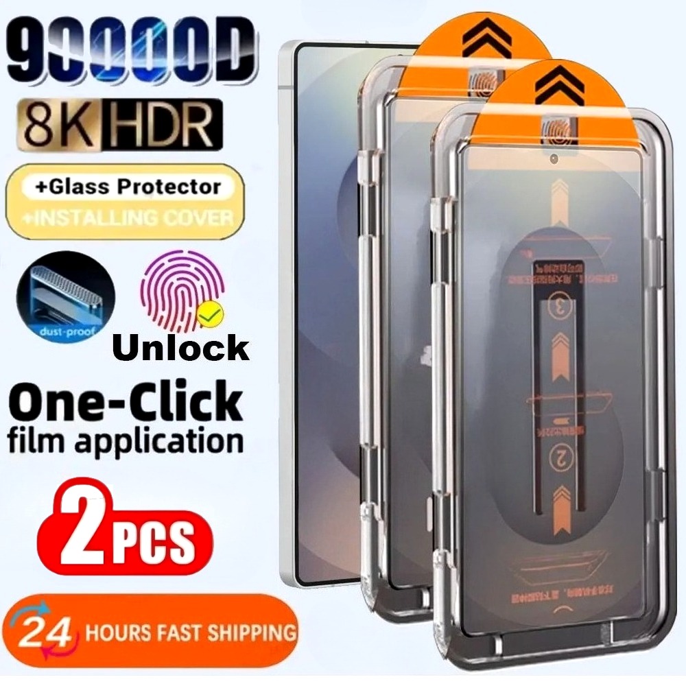 2Pcs Ultra Clear Tempered Glass for Samsung Galaxy S25 S24 S23 Ultra S22 S21 Plus S25 Edge S24 S23 FE Dust Free Screen Protector