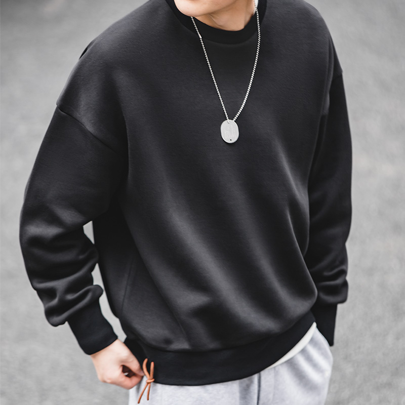 Maden Casual Ronde Hals Grijze Sweatrokken Voor Heren Losse Comfortabele Katoenen Pullover Basisstijl Herfst Outdoor Onderhemd