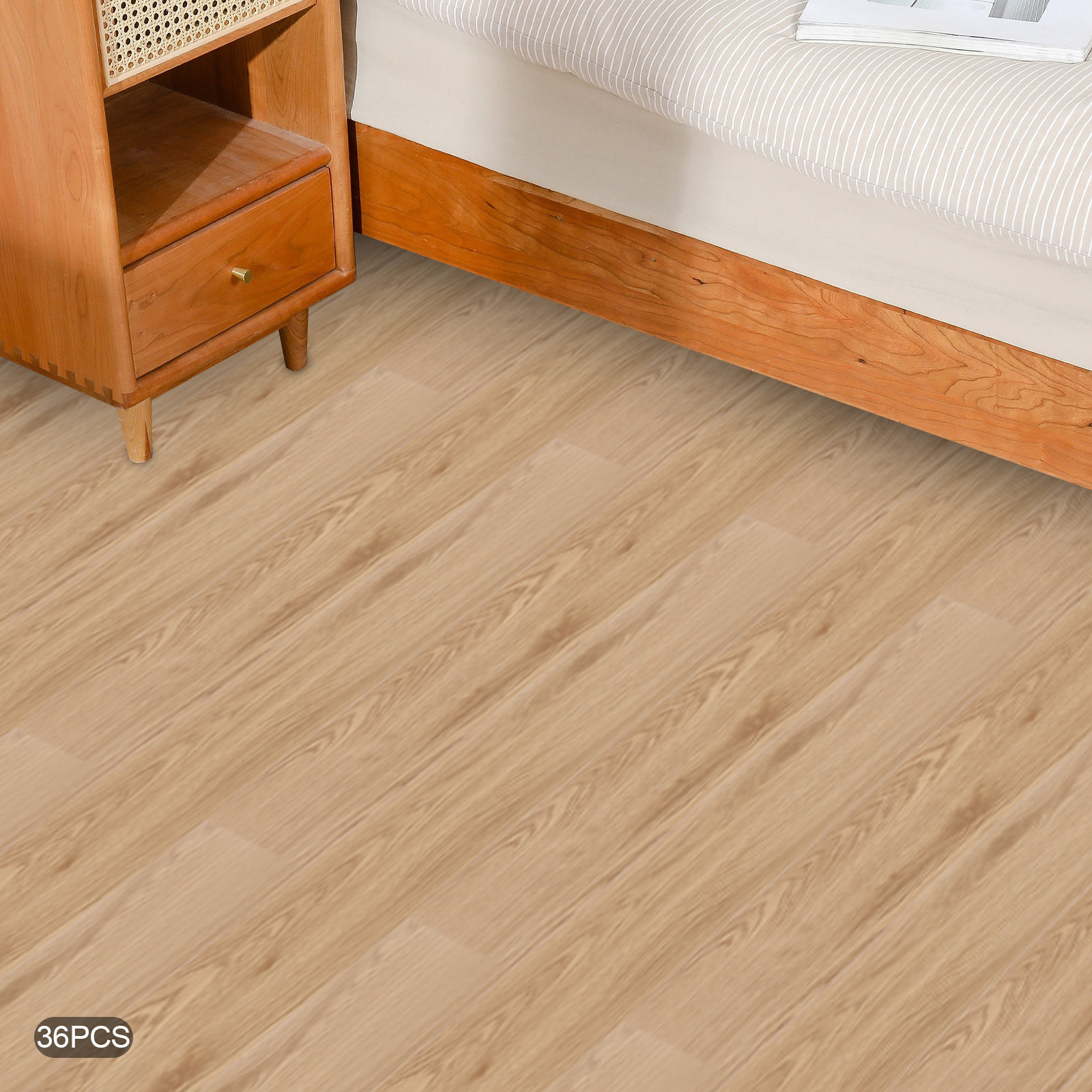 36tlg 36*6in Adhesivos de PVC para Suelo de Interior, Adhesivos Autoadhesivos para Suelo de Sala de Estar y Dormitorio, Juego de Adhesivos para Suelo