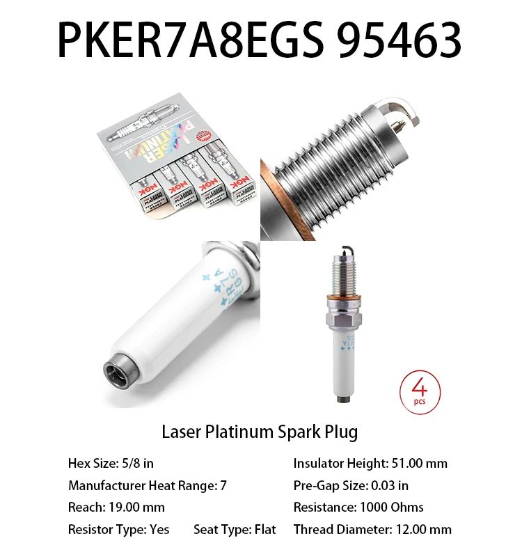 4pcs 04E905602 NGK Laser Iridium Spark Plug PKER7A8EGS 95463 Suitable For Golf 7 Octavia Swift Teng Touran OEM 04E905602