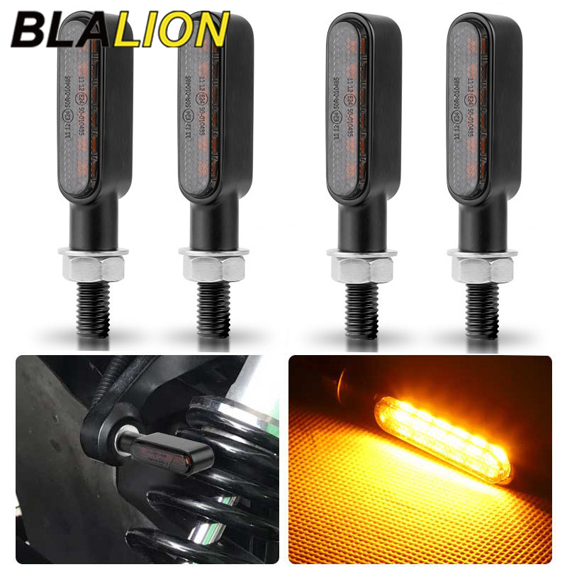 BLALION 2 szt. 6 LED Motocyklowe Kierunkowskazy Mini LED Światła Sygnalizacyjne Bursztynowe Lampy Kierunkowskazów Sekwencyjne Migacze