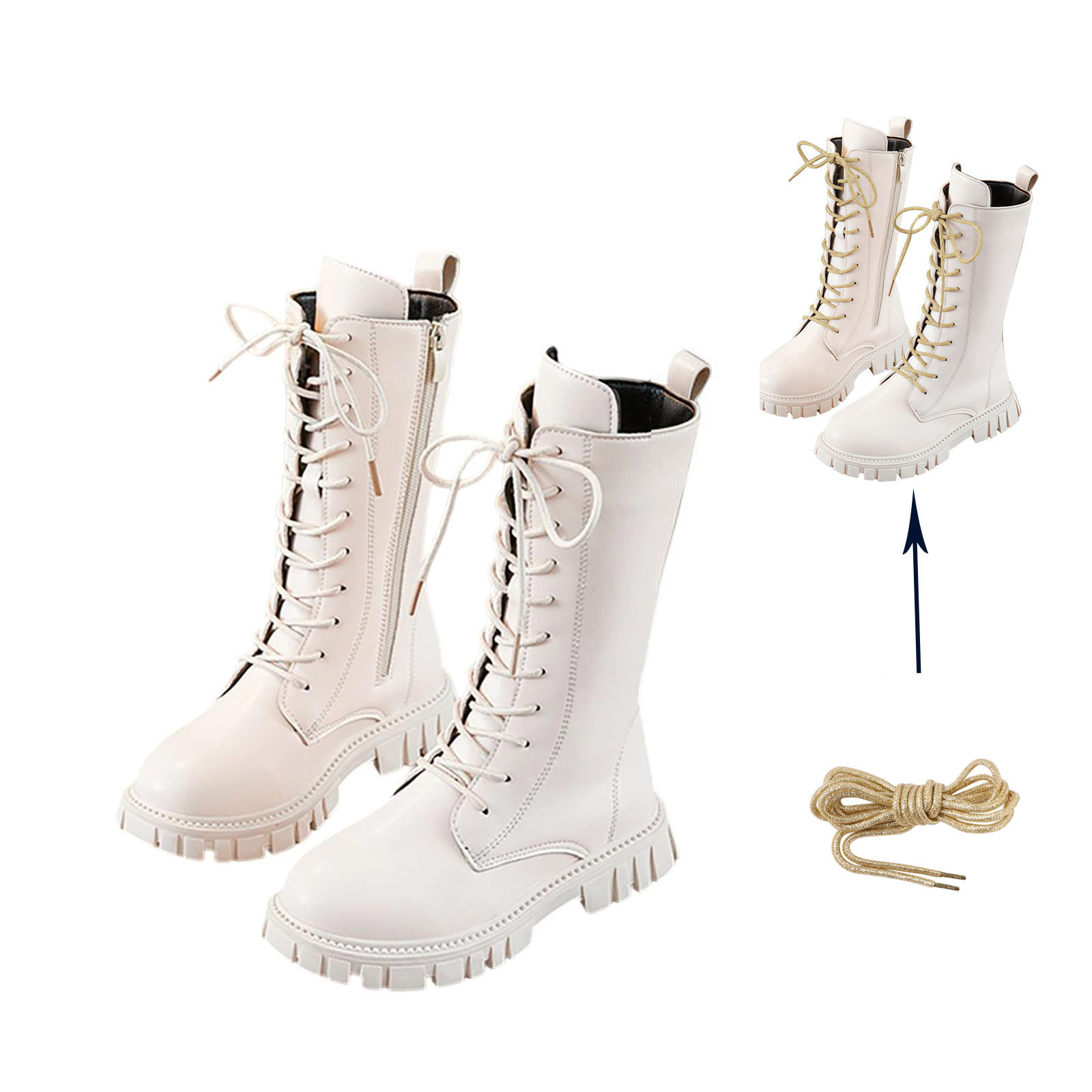 Stivali da equitazione alla moda per ragazze con cerniera laterale, fondo morbido, in pelle PU, stivaletti autunno inverno, antiscivolo, da neve, per esterni, 4-11 anni