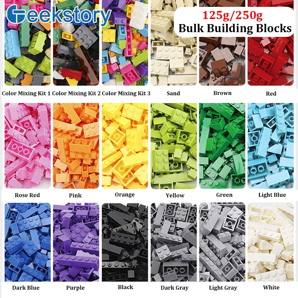 125g/250g Building Blocks Bulk Lot Pack Bricks Block Plate Creative Toy Small Particles Bulk Compatible Legoeds DIY Kit for Kids