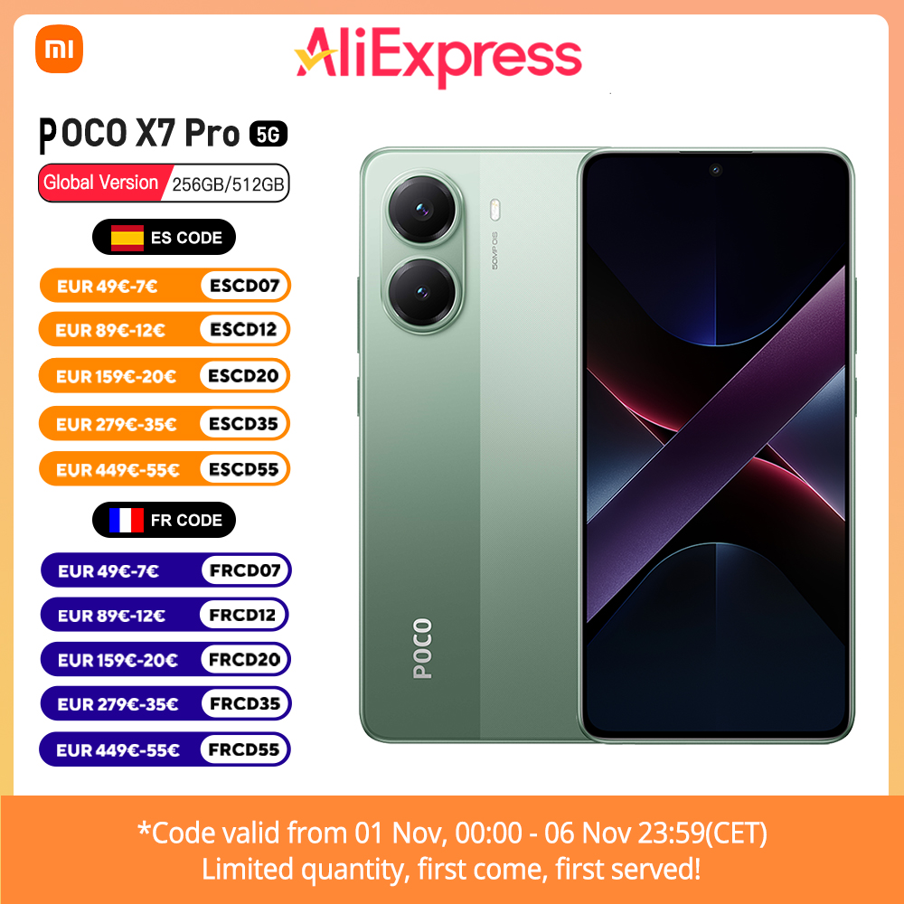 POCO X7 Pro 5G Version Européenne 256GB/512GB Dimensity 8400 Ultra Écran AMOLED 6,67", 120 Hz, Batterie 6000mAh, Hypercharge 90W, Appareil Photo Principal 50MP,  NFC