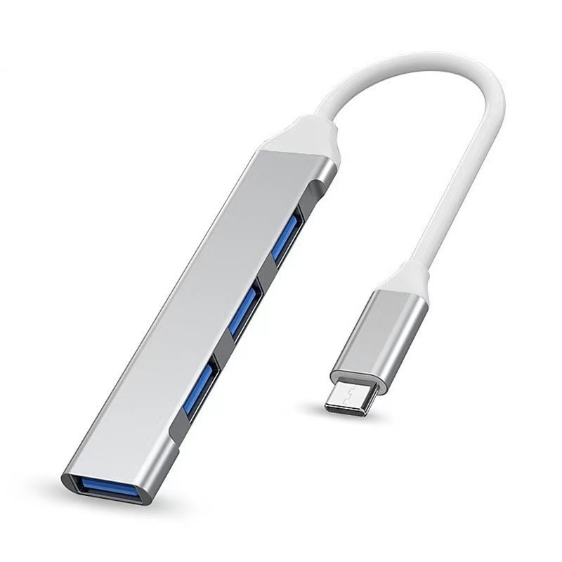 4-poorts USB-C Hub Zilver Multi-poort Distributor Adapter OTG Type-C naar HDMI USB Converter voor computers, laptops, MacBook