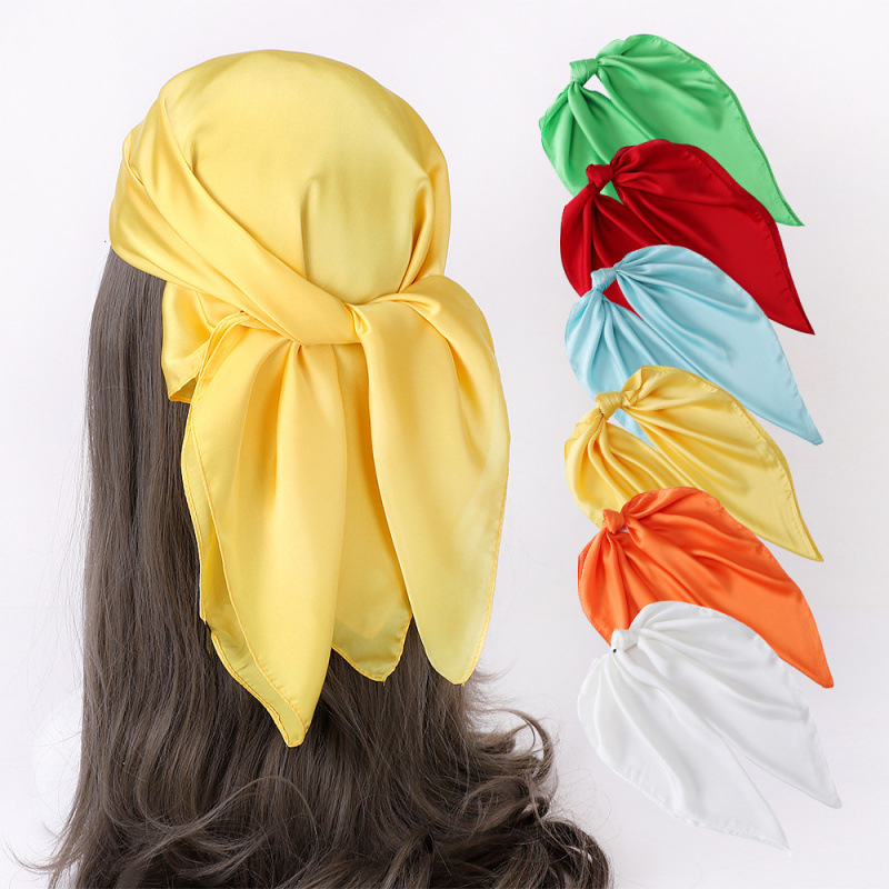 Pañuelo de seda de lujo para mujer, con estampado, para la cabeza, hiyab, bandana, chal cuadrado, para llevar.