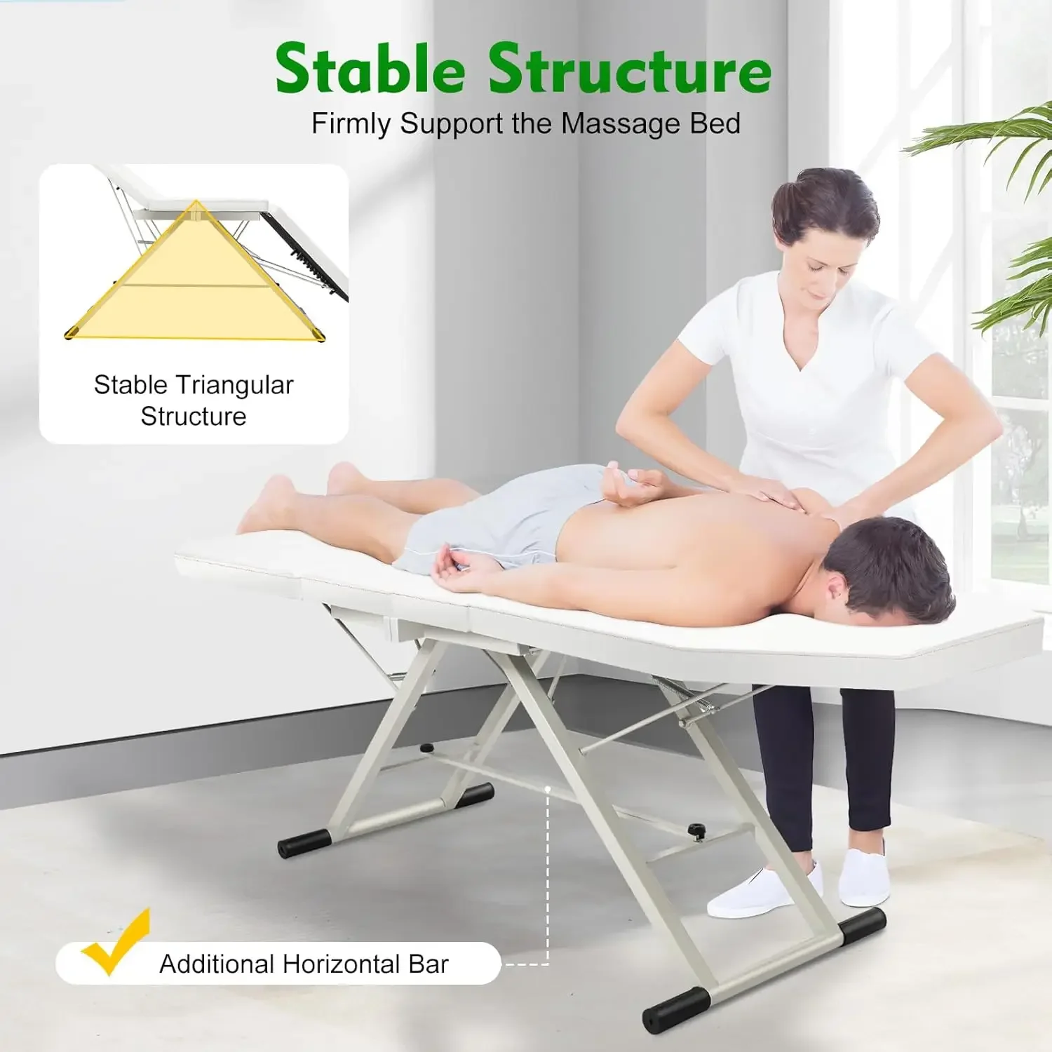 Table de massage pliante, table de massage pliante à 3 niveaux avec coussin, lit de massage portable pour physiothérapie, tatouages et spa