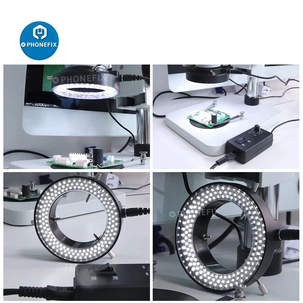 LED Ring Licht 1-100% Helligkeit Einstellbare Füllen Licht Für Trinokular Stereo Mikroskop Lupe Telefon Löten Reparatur Werkzeuge