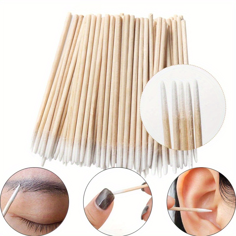 100-500Pcs Nails Wood Cotton Swab Clean Sticks Bud Tip Wooden Cotton Head Manicure Detail Corrector Nail Polish Remover Art Tool