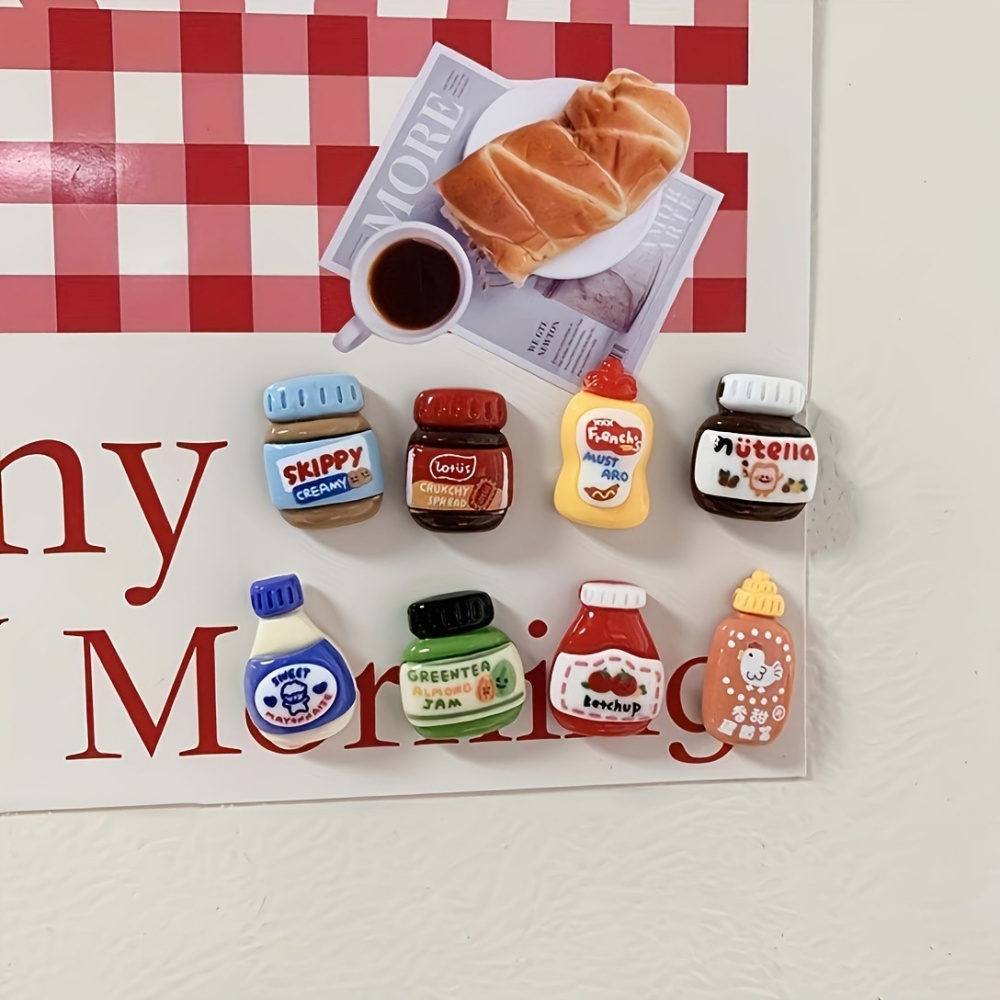 8 個冷蔵庫マグネット面白いかわいい樹脂漫画食品冷蔵庫装飾マグネットパーソナライズされた冷蔵庫マグネットロッカーキャビネット