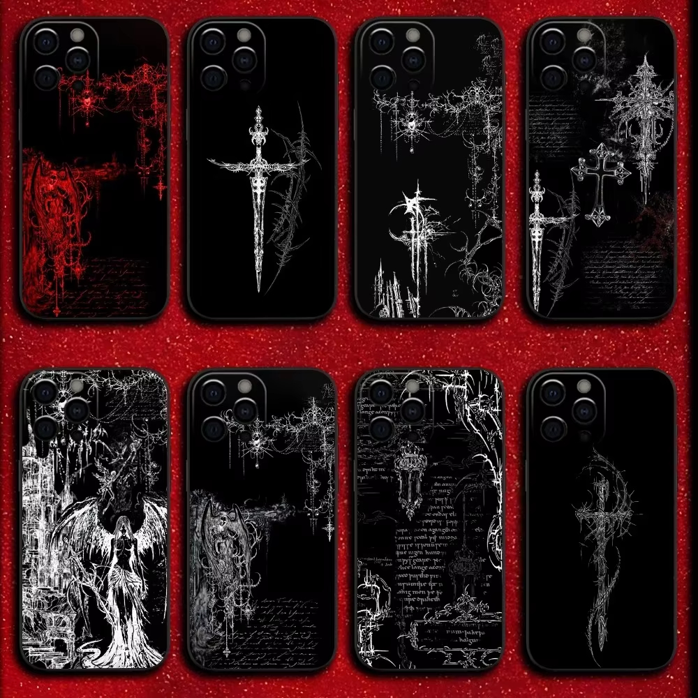 Gothic Cyber Sigil Cross Phone Case for Xiaomi Redmi Note 14 13 12 11 Pro Plus 4G 5G 12S 11S 10S 10 9 9S 8 Redmi 10C Cover
