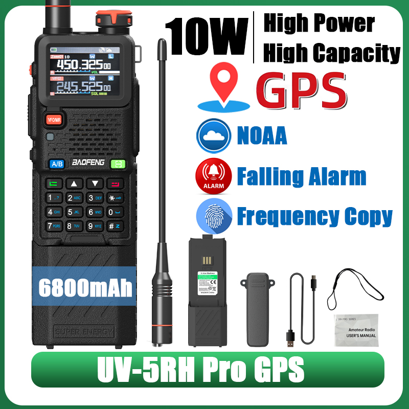 Baofeng UV-5RH PRO GPS Walkie Talkie APRS 6800 mAh Typ-C Fallalarm NOAA Hohe Kapazität Long Range VHF UHF AM Update von UV-5RM