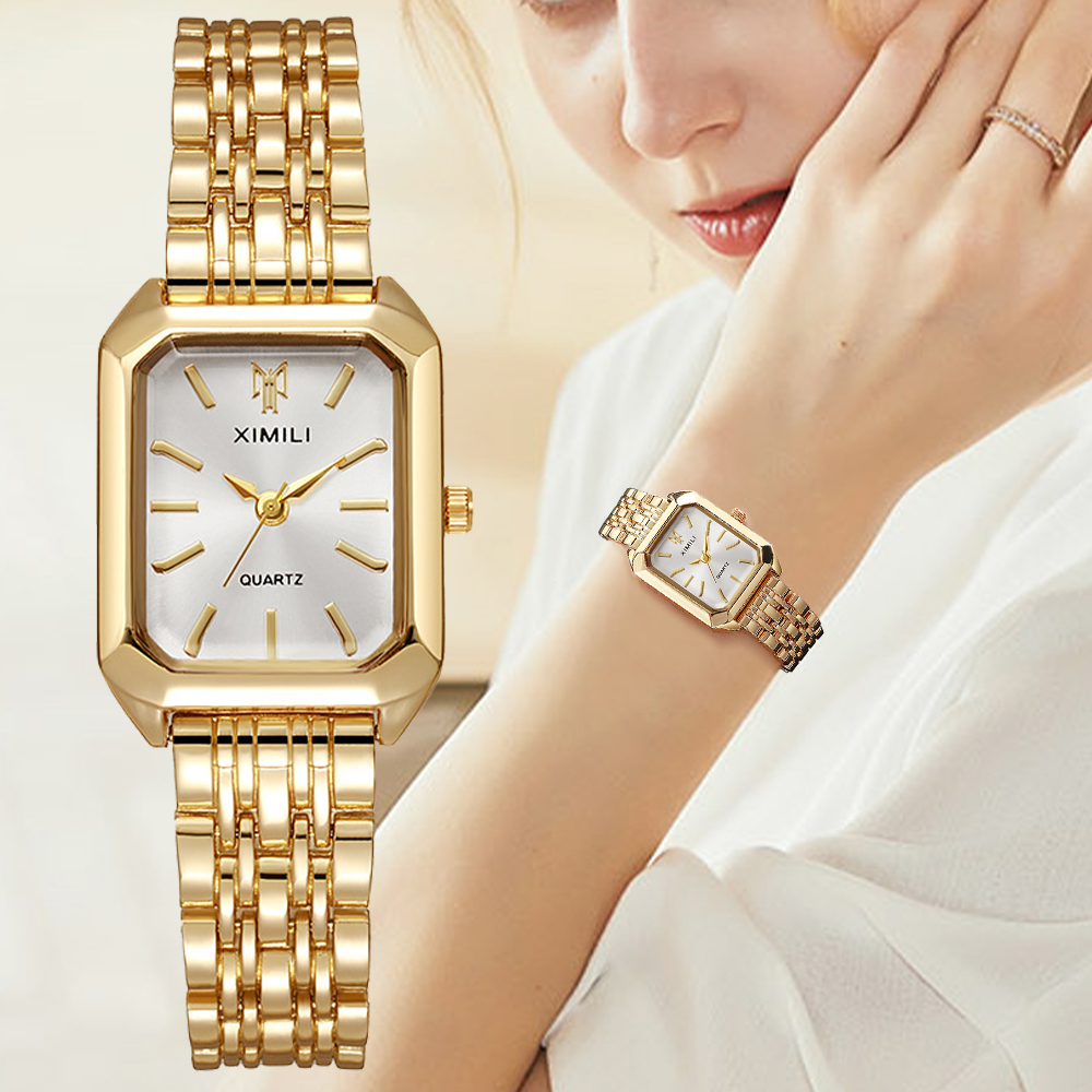 Mulheres de luxo relógios moda retângulo senhoras banda aço relógio quartzo reloj mujer relogio feminino meninas relógio presente