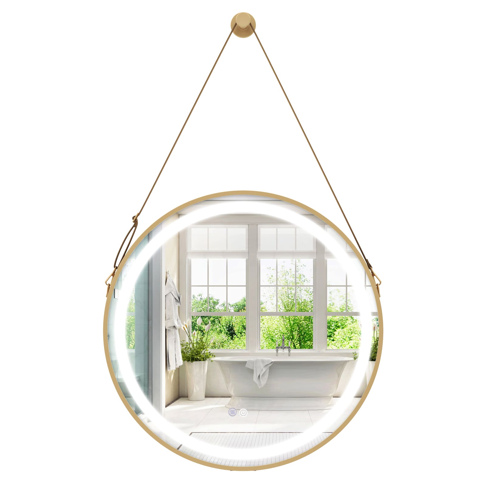 ERGOMASTER wiszące lustro łazienkowe ścienne 60x60 CM lustro ścienne koła w/światło