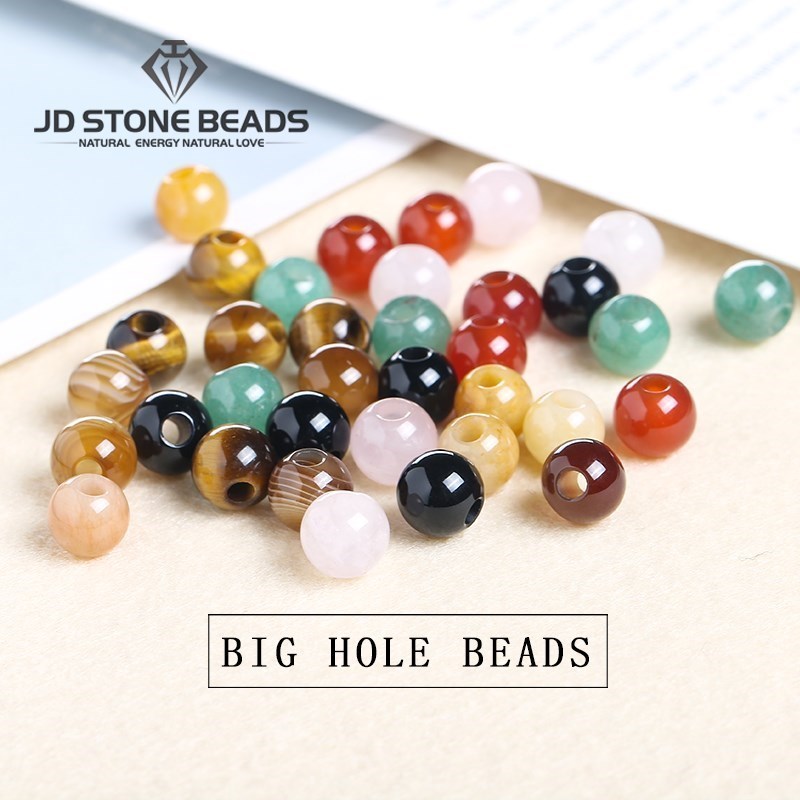 50ชิ้น/ล็อตหินธรรมชาติ Big Hole ลูกปัดคุณภาพสูง Amethyst หยกรอบลูกปัดสำหรับเครื่องประดับ Diy สร้อยข้อมืออุปกรณ์เสริม