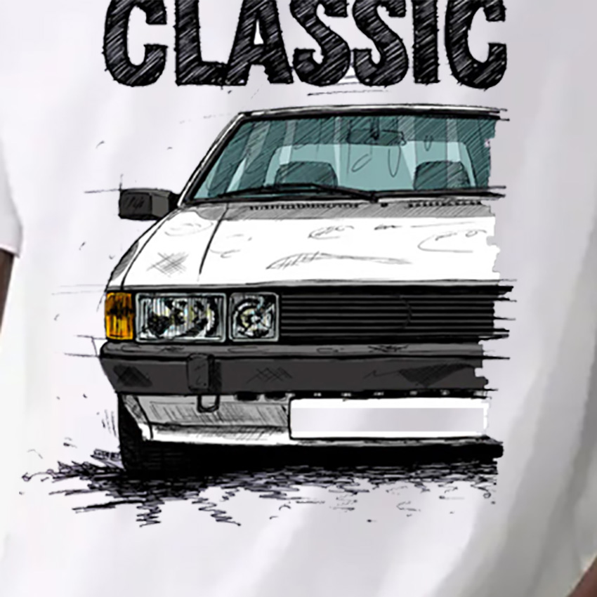 Novo verão masculino de manga curta clássico Sciroccoes Mk2. Camiseta Engraçada Estilo Motorista de Carro Turbo, Tops Masculinos da Moda, Camisetas Brancas