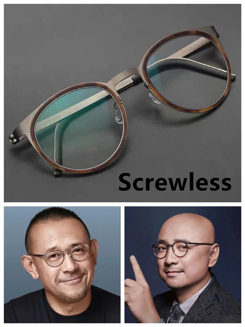 Denmark kacamata tanpa sekrup bingkai bulat Pria Wanita Titanium kacamata antik klasik kacamata ultrght 9704 Gafas gaya Korea