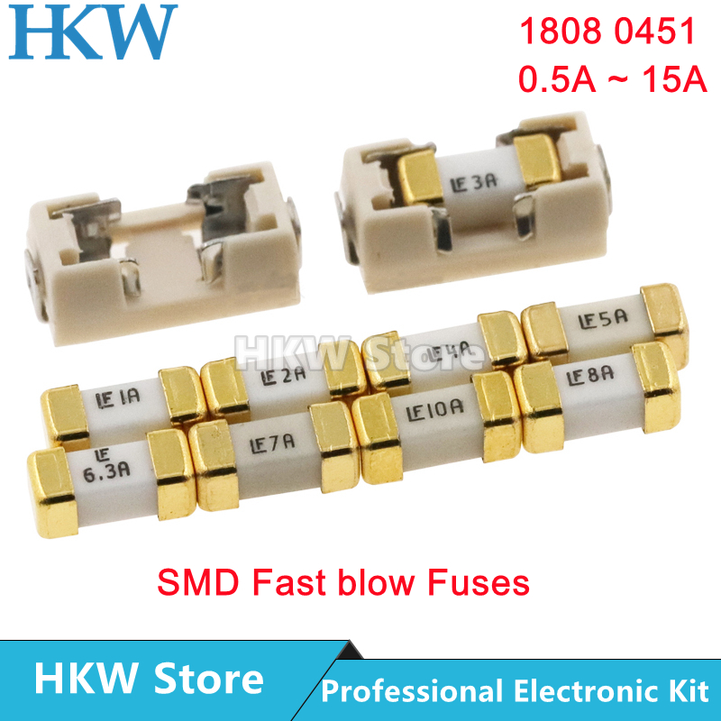 1808 125 V 0451 SMD Snelle zekering 0.5A 0.75A 1A 2A 3A 4A 5A 6.3A 8A 10A 12A 15A 500MA 0451 Ultra-snelle zekering 0451010 .MRL