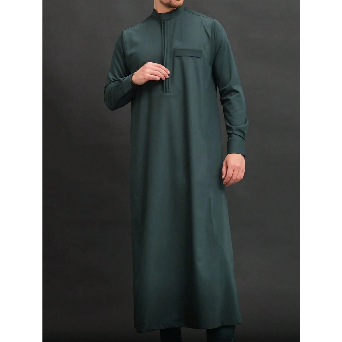 Estilo irmão da motocicleta, robe masculino muçulmano, robe bordado retrô elegante, manga comprida solta casual, robe masculino Eid al Fitr