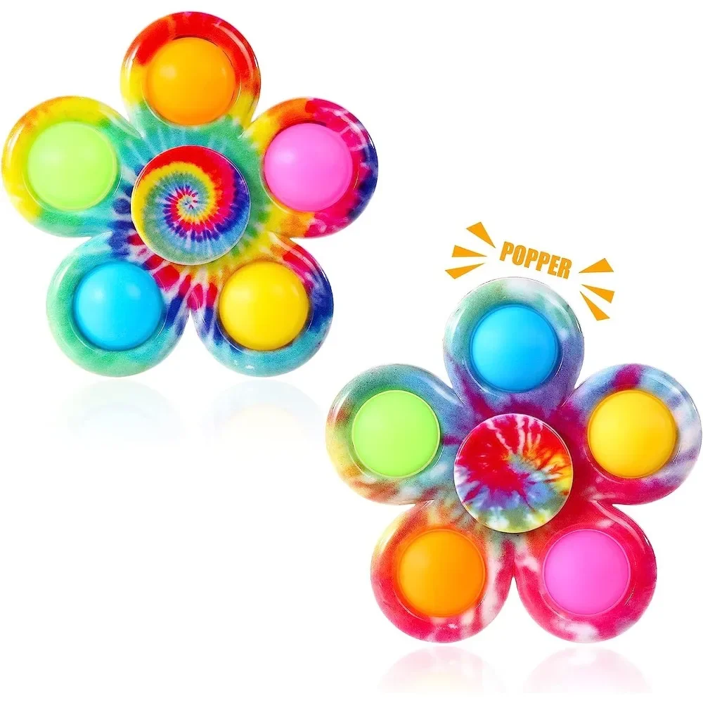 Tie Dye Simple Fidget Spinner Pop Finger Toys Push Bubble Hand Spinner для СДВГ Тревога Снятие стресса Сенсорные подарки для детей