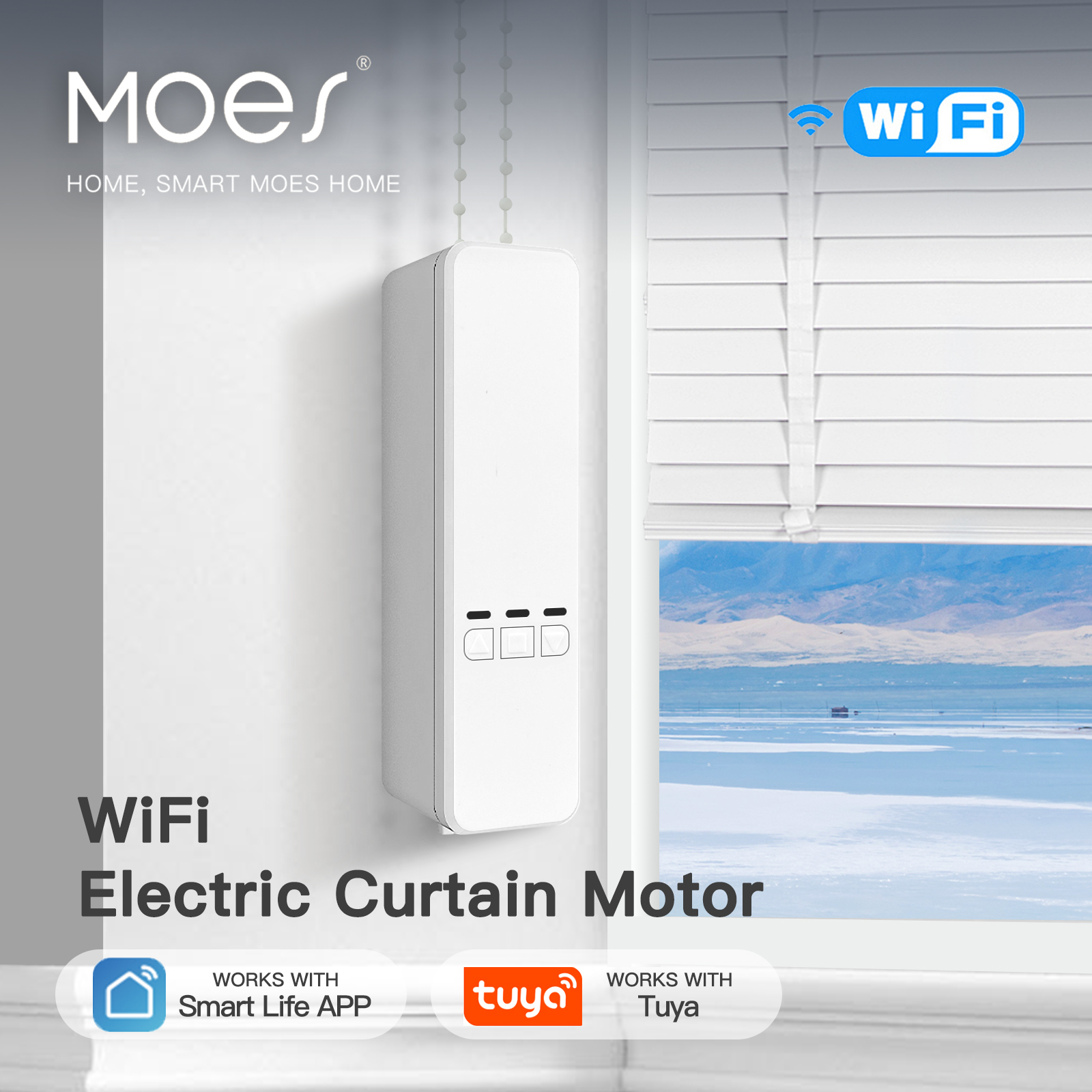 MOES-cadena eléctrica con Motor inteligente, persiana enrollable, Kit remoto RF, Tuya, WiFi, aplicación Smart Life a través de Alexa/Google