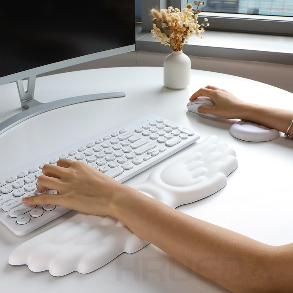 Tapis de souris ergonomique pour clavier d'ange, repose-poignet et tapis de souris, réduit la douleur au poignet, pour le bureau et les jeux, aile d'ange, mémoire pour