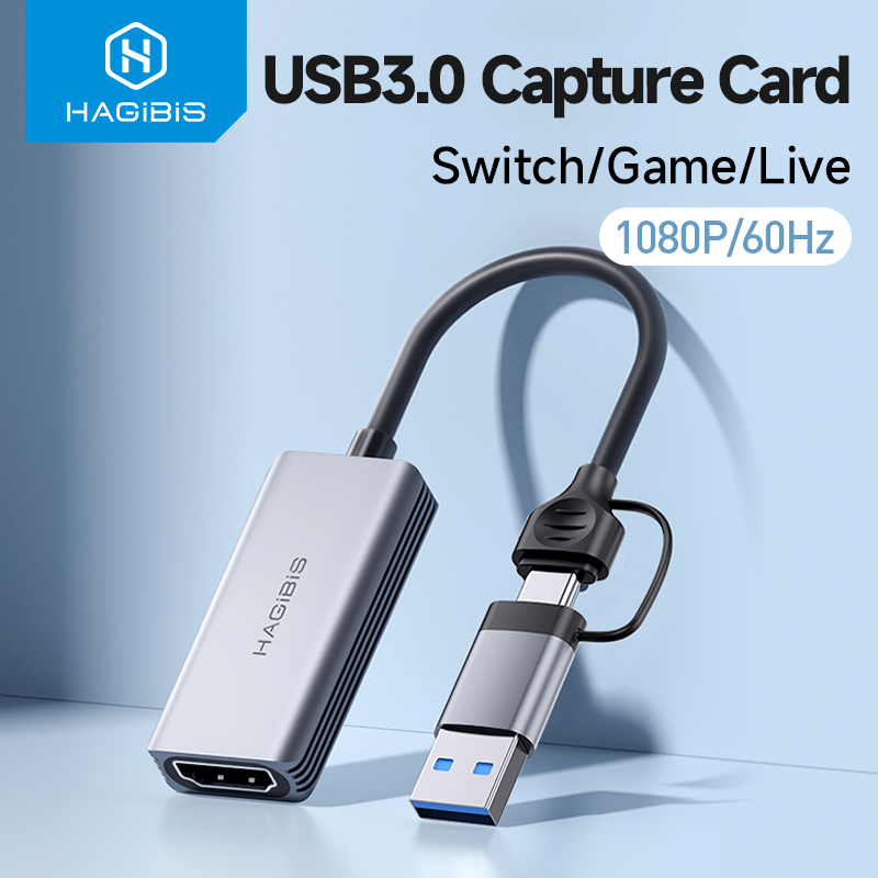 Hagibis USB 3.0 Video Capture Card HDMI-kompatibel zu USB/Typ-c Game Grabber Record ms2130 für Switch Xbox PS4/5 Live Broadcast