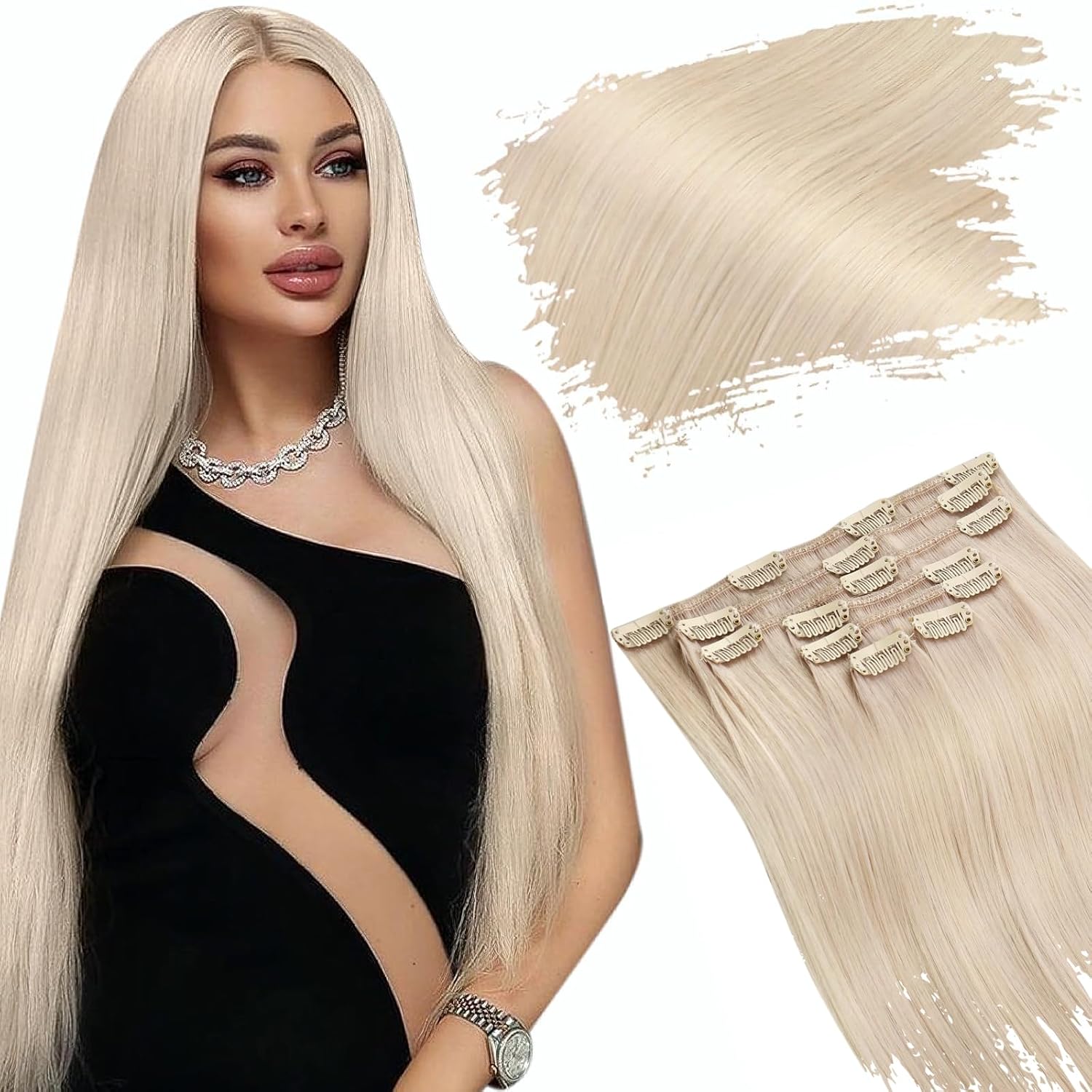 Ugeat clipe em extensões de cabelo 100% cabelo humano real real remy cabelo cor pura extensões de cabeça cheia 7 pçs