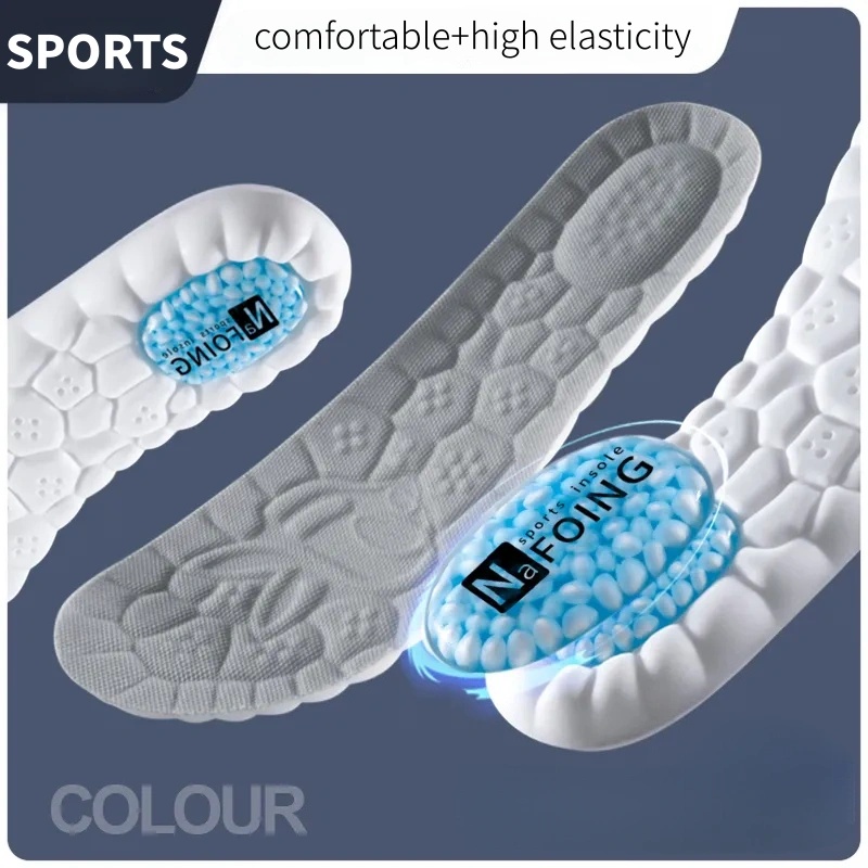 Palmilhas Esportivas 4D Cloud Technology para Calçados com Sola de PU, Amortecimento de Ar Macio, Alta Elasticidade, Palmilhas Ortopédicas para Corrida